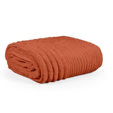 Imagem de Cobertor Grosso Toque Aveludado Ultra Soft 280grs 3D Relevo Manta Macio e Quente (Casal, Toronto Terra Cota)