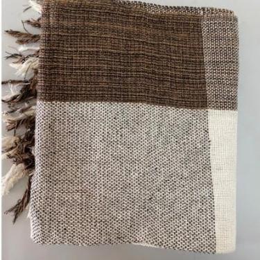 Imagem de Manta para Sofá Gigante 210x120cm - Capa Protetora de Algodão Luxuosa, Coberta Decorativa Multiuso para Sala e Cama(Marrom xadrez)