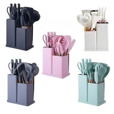 Imagem de Kit 5 Peças Utensílios De Cozinha Silicone Colher Espátula Espátula Pequena Pincel(19 peças-Cor aleatória kit 1)