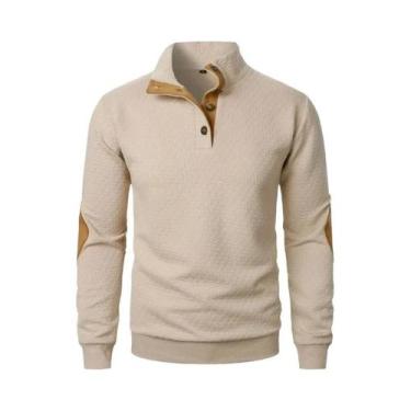 Imagem de Camisas Polo Masculinas De Manga Longa Com Botão E Gola Henley Leves C