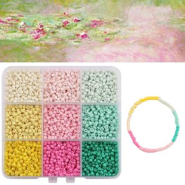 Imagem de 2000 peças, contas de semente de vidro para fazer joias, kit de fabricação de pulseiras da amizade para adultos, kit de pulseira de contas de 9 cores para presentes de artesanato DIY (colorido)