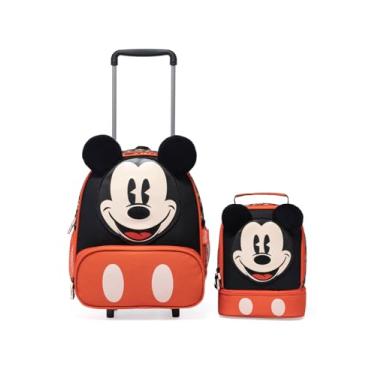 Imagem de Kit Mochila Disney Rodinha Estojo Lancheira Mickey Escolar Resistente