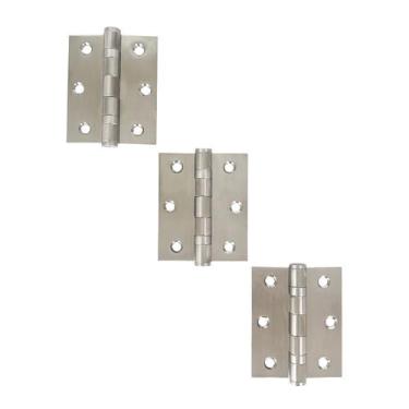 Imagem de Dobradiças Para Portas Aço Inox Escovado 304 3,0  2,5  2 mm 3 UN - Dec