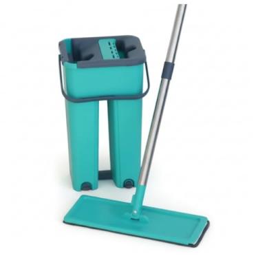 Imagem de Mop Esfregão Balde Duplo Sistema 360º Cabo Metálico Base com Tiras Aderentes