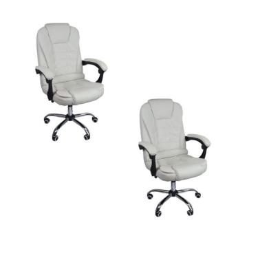 Imagem de Kit 2 Cadeiras De Escritório Presidente Reclinável - Branco