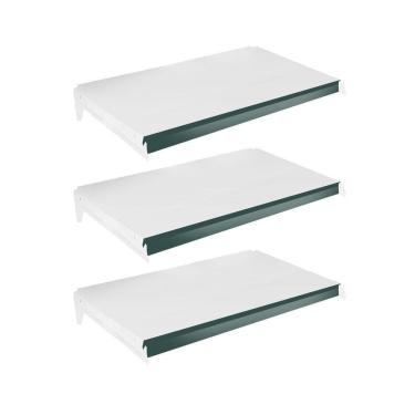 Imagem de Kit 3 Bandejas Prateleiras 40x73 Ponta Para Gôndolas New Plus Com Porta Etiquetas Verde - Sa Gôndolas
