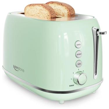 Imagem de Torradeira Retro Keenstone 2 Fatias Inox Verde, Fendas Largas, 6 Níveis de Tostagem, 800 W, 110 V