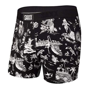 Imagem de SAXX Underwear Co. - Cueca boxer masculina ultra macia com suporte embutido – Roupa íntima masculina, Black Astro Surf and Turf, P
