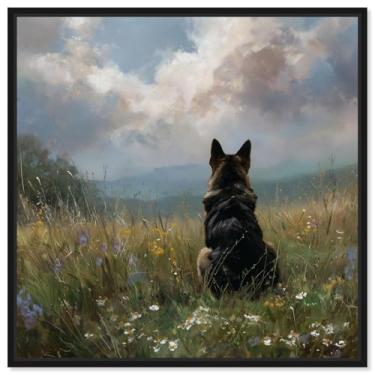 Imagem de Decoração de parede para animais de estimação Meadow Watcher IV da Art Remedy, moldura preta, 76 x 76 cm