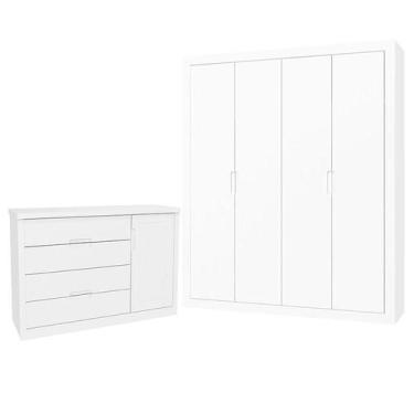 Imagem de Guarda Roupa e Cômoda Infantil Tutto New Branco Acetinado - Matic - Ma
