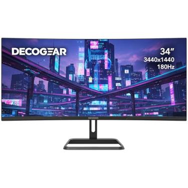 Imagem de Deco Gear Monitor curvo ultra amplo de 86.4 cm 3440x1440 21:9, 144Hz, HDR10, taxa de contraste de 4000:1, 99% sRGB, 16,7 milhões de cores, sincronização adaptativa, redução de luz azul