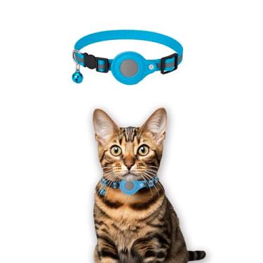 Imagem de Coleira Capa Fixa Air Tag Gps Rastreador Gato Cachorro Pet Refletiva Azul