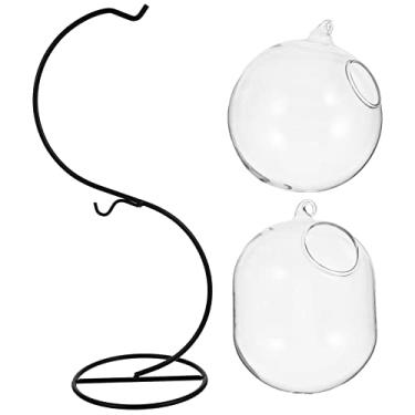 Imagem de Mesa de vidro suspensa aquário tanque mini mesa aquário betta aquário transparente casas de peixes com suporte de ferro vaso de plantio de água para decoração de casa de escritório A (Color : As Show