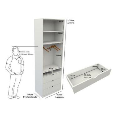 Imagem de Armário Misto M21 Gaveta Arara Roupeiro Quarto Mdp - VETORIAL MÓVEIS, 