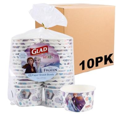 Imagem de Glad Tigelas de lanche de papel Disney Frozen de 170 ml, tampas não incluídas | Tigela de papel Disney Anna e Elsa | Copos de lanche adequados para crianças para uso diário, 32 unidades - pacote com