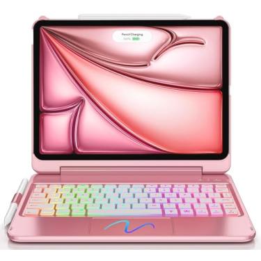 Imagem de FUWANG Capa com teclado para iPad Air 5ª geração 10,9 polegadas 2022, Trackpad Smart Magic Keyboard para iPad Air 4ª geração 10 polegadas, Auto Sleep/Wake-10 teclado retroiluminado