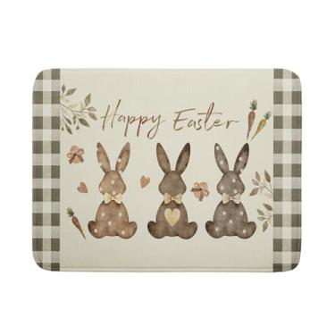 Imagem de Giwawa Tapete de secagem de pratos Happy Easter para bancada, 45,72 cm x 61 cm Tapete de escorredor de pratos de cenoura, xadrez Bufflao, microfibra de secagem rápida, grande, acessórios de cozinha,