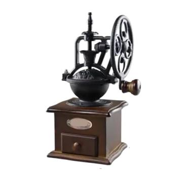 Imagem de Moedor de café manual de madeira clássico moedor de especiarias de grão de café portátil (marrom escuro)