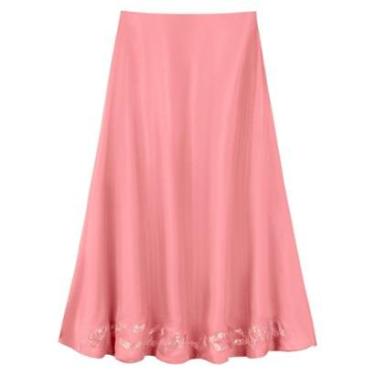 Imagem de Saia De Cintura Alta Chá Com Transparência E Paetês Bordados-Feminino