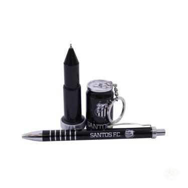 Imagem de Kit Caneta Roller Pen Com Chaveiro Caneta Santos FC - Mileno