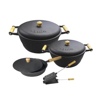 Imagem de Jogo Panela De Ferro Tampa Frigideira E Tostequeira Nº 14
