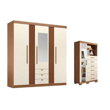 Imagem de Guarda Roupa +1cômoda Qc246 Jatoba/areia - Santos Andirá