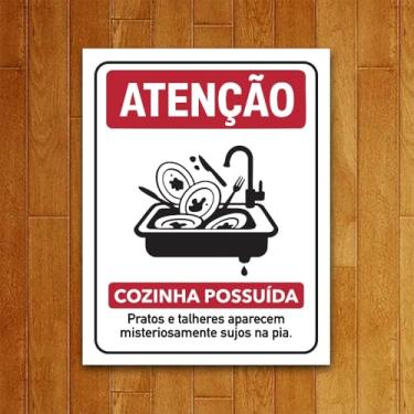 Imagem de Placa Decorativa Divertida de Terror Halloween - Cozinha Possuída