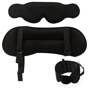 Imagem de KUNAL Travesseiro de viagem, travesseiro de avião para voos longos, viagem de carro, suporte de cabeça de 360°, alça de cabeça de avião para dormir com máscara ocular 3D, evita que a cabeça balança