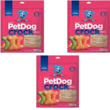Imagem de Kit 3 Pacotes De Biscoitos Super Premium Petdog Crock Mix. - Pet Dog