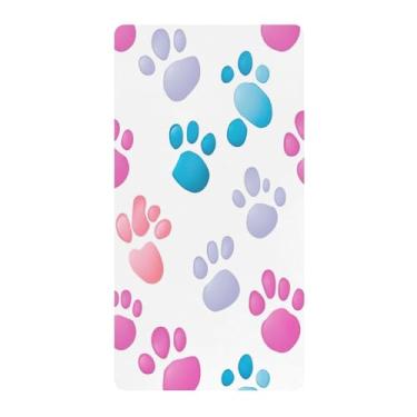 Imagem de Blueangle Lençol de berço padrão para berço infantil - Lençóis de algodão macio e respirável com estampas de patas fofas (630)