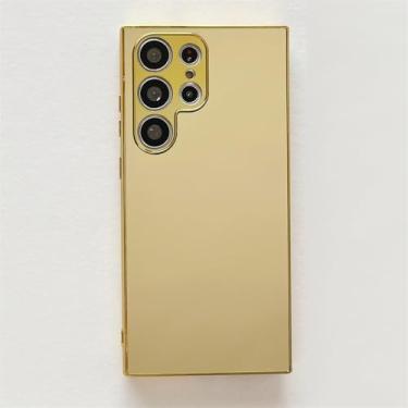 Imagem de Capa espelhada dourada para Samsung Galaxy S23, S22, S21, S24 Ultra Plus, S23, S21, S20 FE, A34, A53, A14, A13, A25, A23, A52, S24 Ultra, capas douradas para Samsung S21 Plus