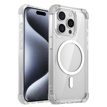 Imagem de Capa transparente de luxo com carregamento sem fio para iPhone 17, 16, 14, 13, 12, 15 Pro Max, com ímã e proteção rígida (para iPhone 16 Pro/Transparente)