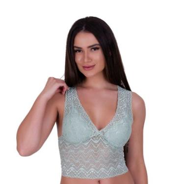 Imagem de Cropped de Renda Blusa Regata com Bojo -c2 SUTIÃ CRIS - BELLA DA SERRA