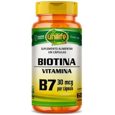 Imagem de Vitamina B7 Biotina 60 Capsulas 500 Mg - Unilife
