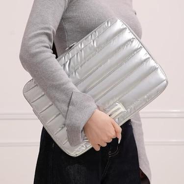 Imagem de Capa protetora prateada para laptop de 35,5 cm, espessa, à prova de choque, acolchoada e resistente à água, bolsa de armazenamento para notebook para uso diário em viagens
