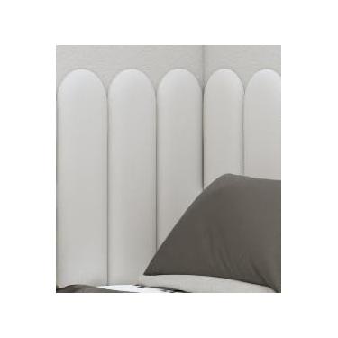 Imagem de Cabeceiras nuvem 60x20 auto colante cama Box Casal Queem King(BRANCO,KIT 17 PEÇAS)