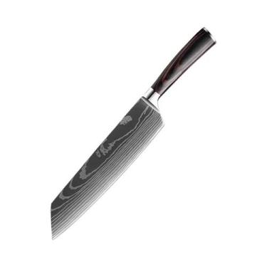 Imagem de Faca De Chef Em Aço Damasco Profissional Com Corte a Laser Para Carne,