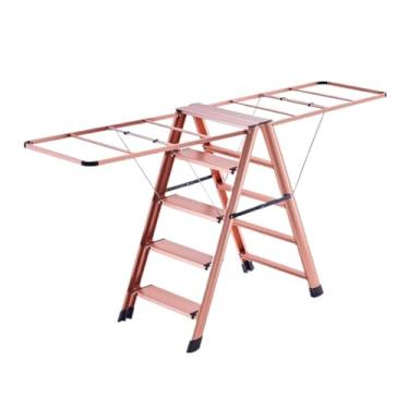 Imagem de Escada de ar para roupas, arejador, piso dobrável, liga de alumínio, casa, interior, multifuncional, dupla utilização, espinha de peixe (cor: A, tamanho: escada de 5 degraus)