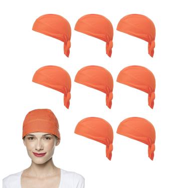 Imagem de Bandana Laranja Bartender Touca Unissex Cozinha 10un