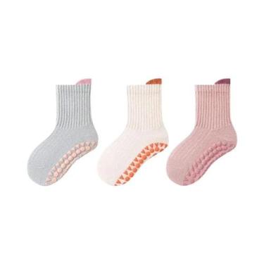 Imagem de Meias De Algodão Para Crianças, 3 Pares, Confortáveis E Respiráveis, A