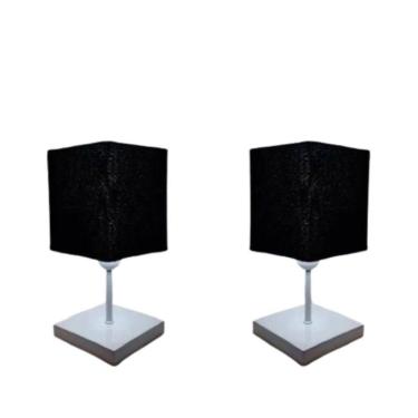 Imagem de Abajures Quadrados Md-2008br Cúpula Tecido Preto