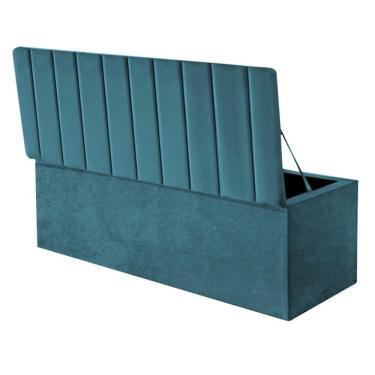 Imagem de Calçadeira Baú Recamier Estofada Cama King 190cm Carla Suede Azul Turquesa- Mabe Magazine