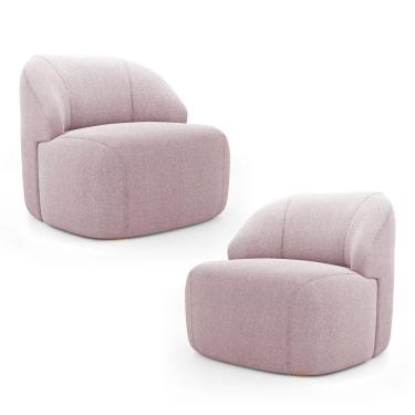 Imagem de Kit 02 Poltronas Decorativas Kaya Orgânica Bouclê Rosê - Abmaza