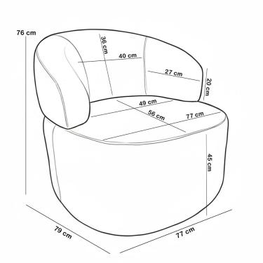 Imagem de Poltrona Giratória Orgânica Para Sala de Estar Living Helena L02 Facto Pérola Metalizado - Lyam Decor