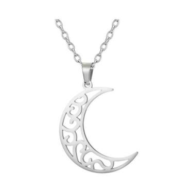 Imagem de Colar Feminino De Aço Inoxidável Com Pingente De Lua, Estrela, Violino