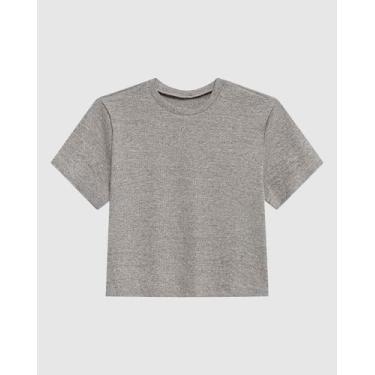 Imagem de Blusa Cropped Feminina Decote Redondo Manga Curta Em Malha Canelada - 