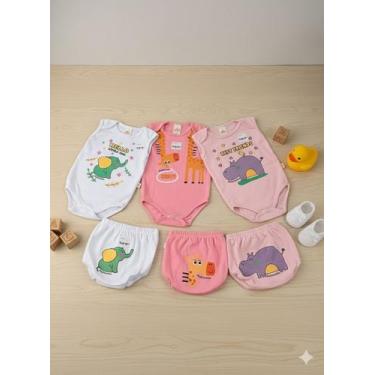 Imagem de Kit Com 6 Peças De Body Regata E Capa De Fralda Suedine 3344 - Fashion