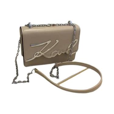 Imagem de Bolsa Transversal De Cor Sólida Com Emblema Metálico, Alça De Corrente