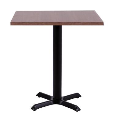 Imagem de Mesa ômega Em Ferro Preto Pintura 74 Cm (altura) Com Tampo Em Mdp Quadrado 60 Cm Imbuia