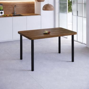 Imagem de Mesa de Jantar 6 Lugares Retangular Base Pintura Tampo de Mdp/bp Nogueira